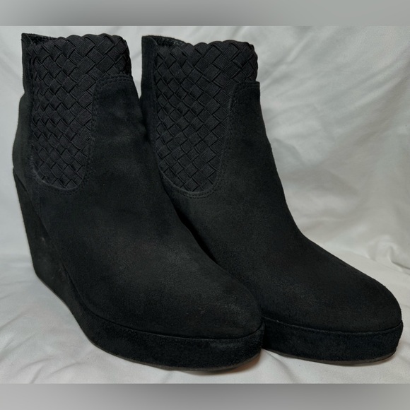 Hoss Intropia Kristin Black Wedge Ankle Boots - Picture 1 of 4